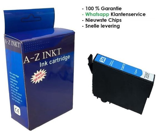 AtotZinkt Compatible inkt cartridge voor Epson 34 / 34 XL C| 1 x Cyaan blauwe cartridge