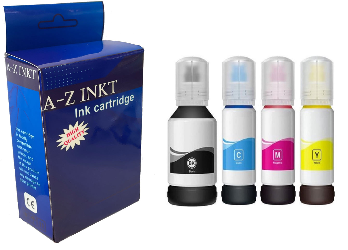 Geschikt inkt Epson Ecotank ET-2650 664 t664 navulinkt inktflesjes 4x100 ml Kleur+zwart Huismerk