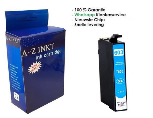 AtotZinkt inkt cartridges voor Epson 603 XL C Cyaan 1 x Blauwe cartridge