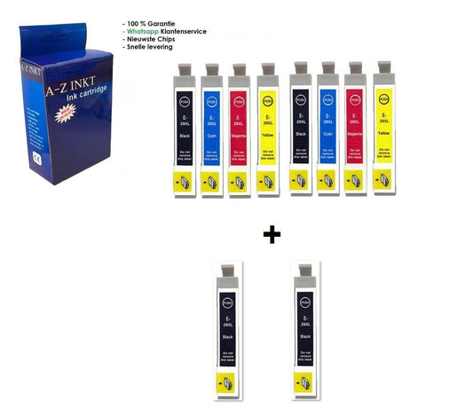 AtotZinkt Huismerk cartridges voor Epson 29 / 29XL T2995 | Multipack van 10 cartridges