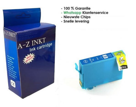 AtotZinkt huismerk Epson 502 XL C Cyaan Blauwe inkt cartridge - Met Chip - Epson 502XL
