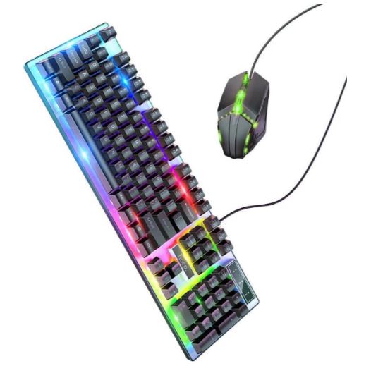 Hoco GM18 Lichtgevend Game Toetsenbord + Muis - USB Plug % Play - QWERTY