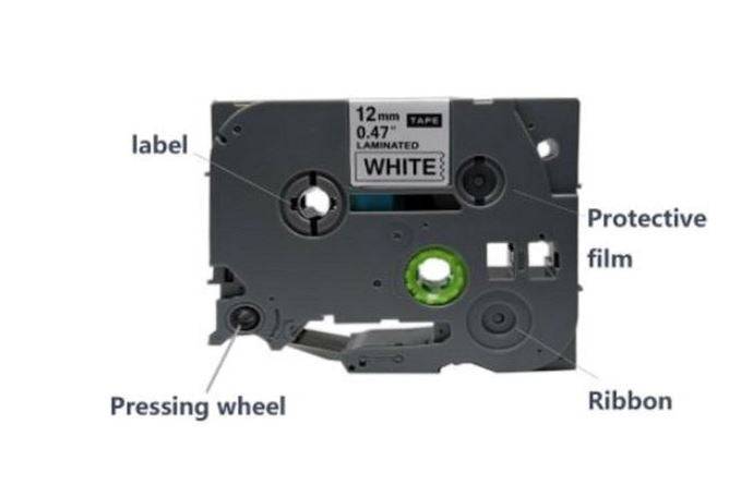 Brother Label Tape cassette 12mm Balck on White 8 meter compatible top kwaliteit TZE-231