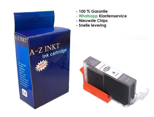 AtotZinkt Huismerk inkt cartridge voor Canon 521 CLI-521 GY XL grijs