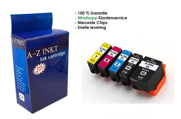 AtotZinkt Huismerk cartridges voor Epson 202 XL, 202xl multipack van 5 kleuren (1*zwart, 1*foto zwart, 1*C/M/Y) Multipack