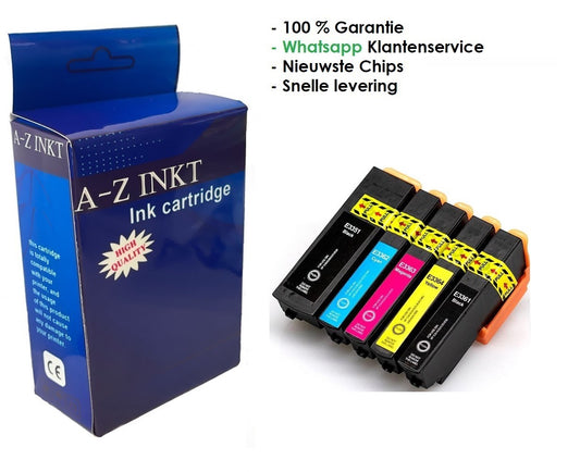 Atotzinkt huismerk inktcartridges voor Epson 33XL multipack van 5 kleuren BK/ , 33 inktcartridge, 33 multipack
