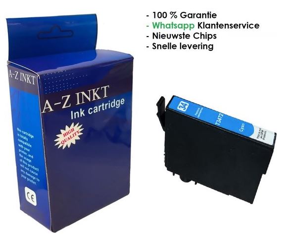 AtotZinkt Compatible inkt cartridge voor Epson 34 / 34 XL C| 1 x Cyaan blauwe cartridge