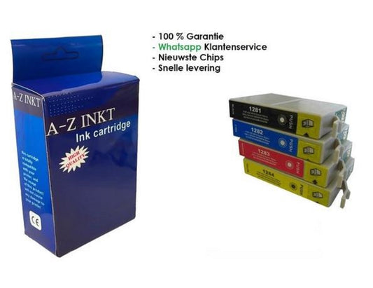 AtotZinkt Huismerk inktcartridges voor Epson T1285| Multipack van 4 cartridges