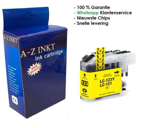 Atotzinkt Huismerk premium cartridge voor LC 121 LC 123 Y XL Yellow