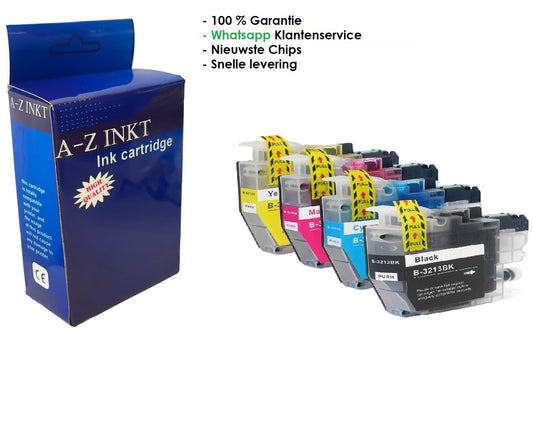 huismerk Cartidge voor Brother LC-3213 XL inktcartridges LC multipack van 4 kleuren voor Brother MFC-J491DW, MFC-J497DW, DCP-J572dw, MFC-J890DW, MFC-J895DW, DCP-J772DW ,DCP-J774DW