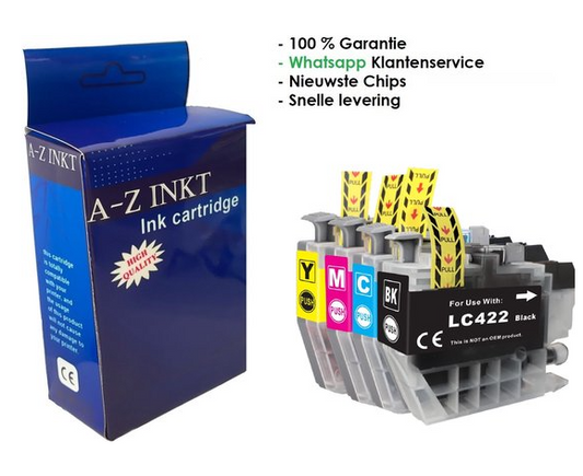 Atotzinkt premium huismerk inkt cartridges voor Brother 422 / LC-422 XL inktcartridges Multipack 4 Kleuren - Geschikt voor Brother MFC-J5340DW, J5345DW, J5740DW, J6540DW en J6940DW