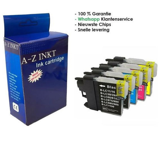 AtotZinkt Huismerk Premium Compatibel voor Brother LC980 LC1100 BK/C/M/Y 4 x
